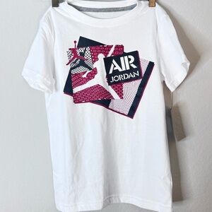 NWT Air Jordan Kids White, Red  and Black Graphic Tee 8-10